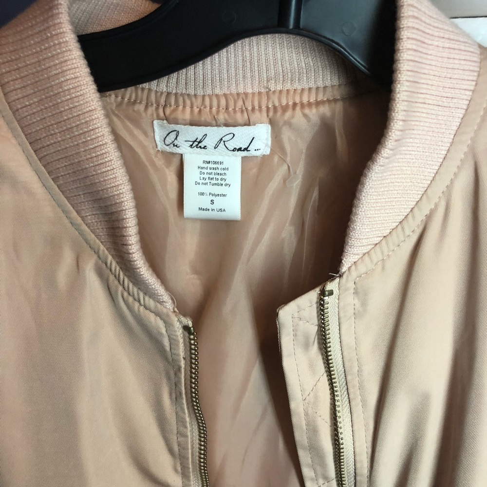 Pink sateen bomber jackets